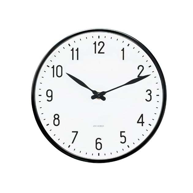 Produktbillede af Arne Jacobsen Station Vægur Ø29 cm sort/hvid i premium kvalitet