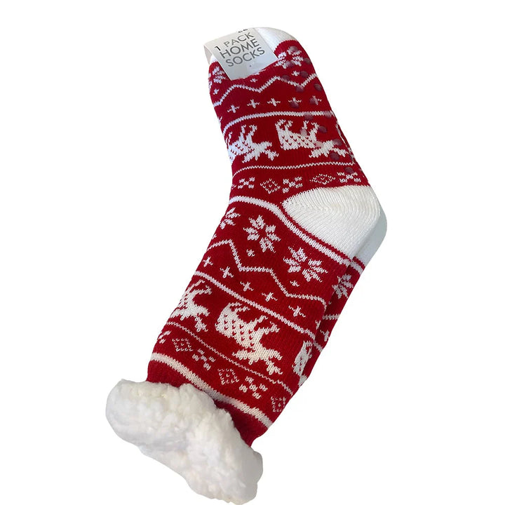 Hyggesokker med julemotiv flere forskellige print unisex Rød m/elg 39-42