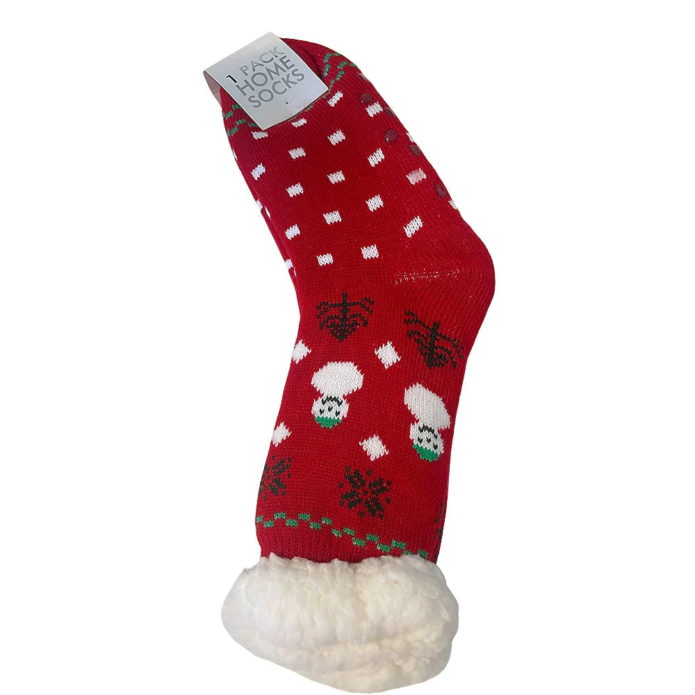 Hyggesokker med julemotiv flere forskellige print unisex Rød m/snemand 39-42