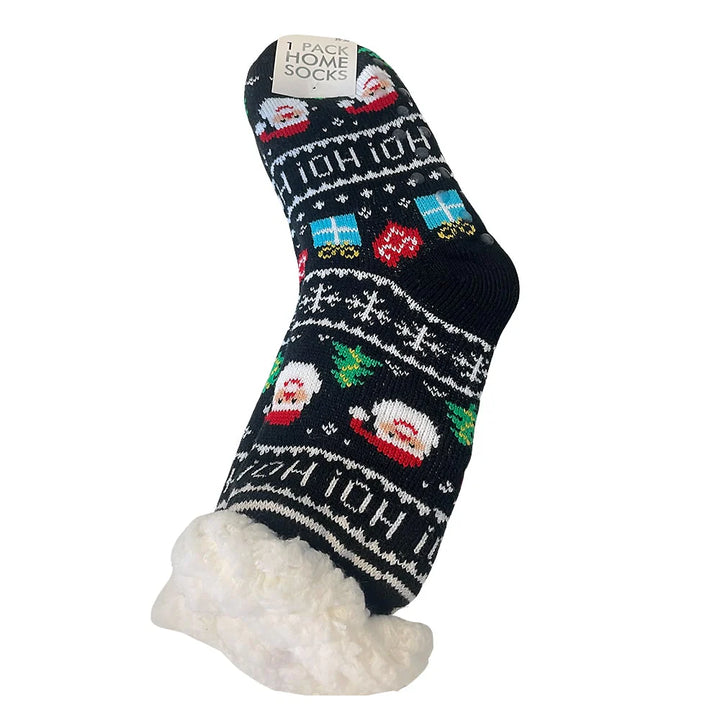 Hyggesokker med julemotiv flere forskellige print unisex Sort m/julemand 35-38