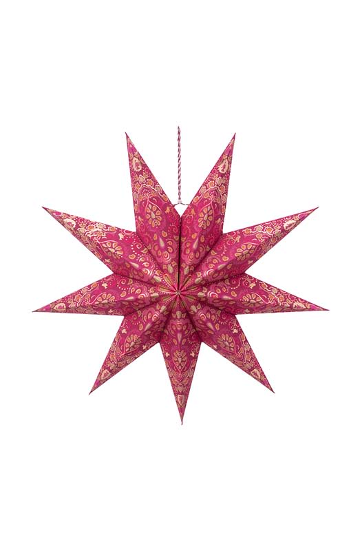 Produktbillede af Christmas Star Paper Overall Print Red 60cm på tilbud i høj kvalitet