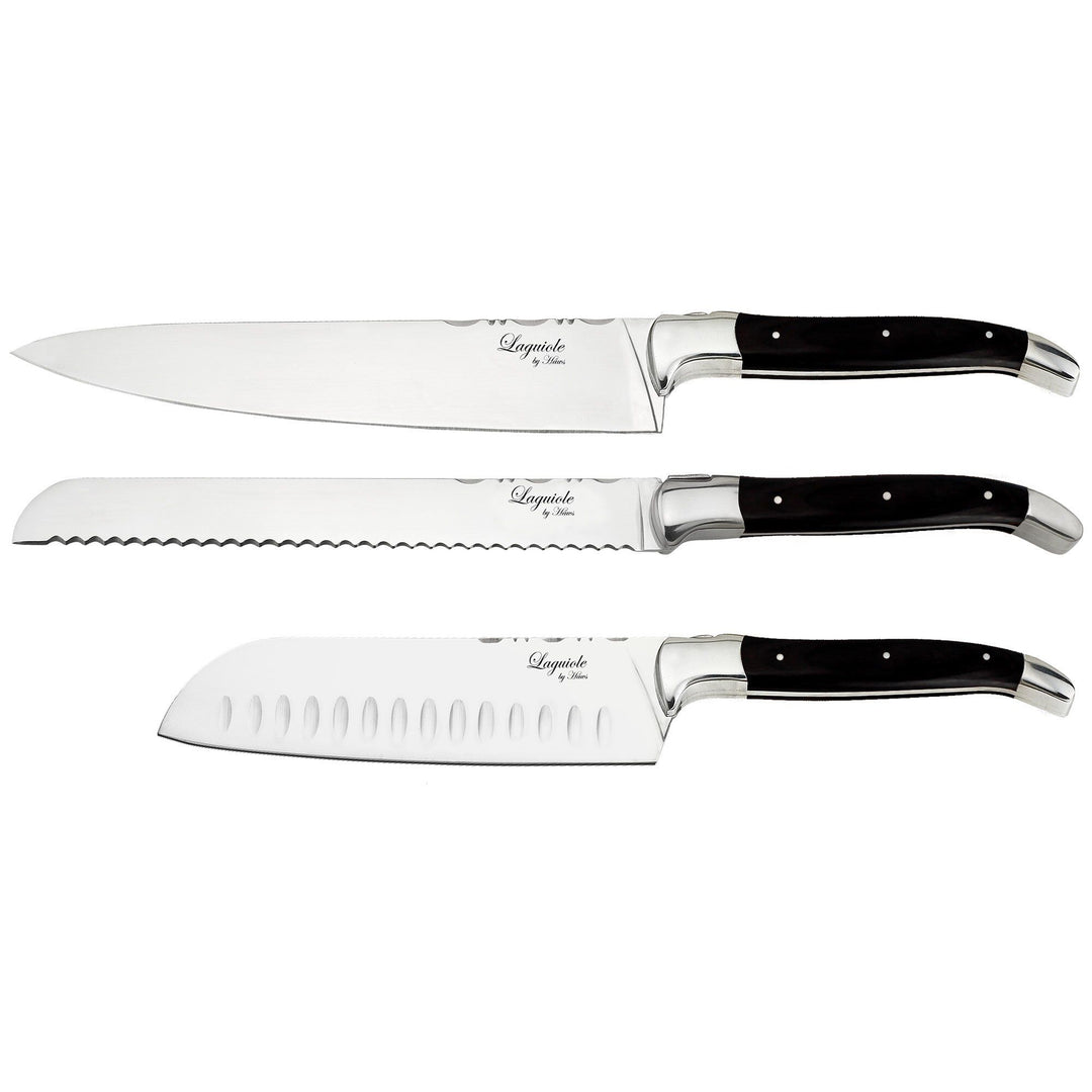 Laguiole by haws Laguiole by haws Knivsæt 3 dele, Black Wood – frontbillede (Knivsæt)