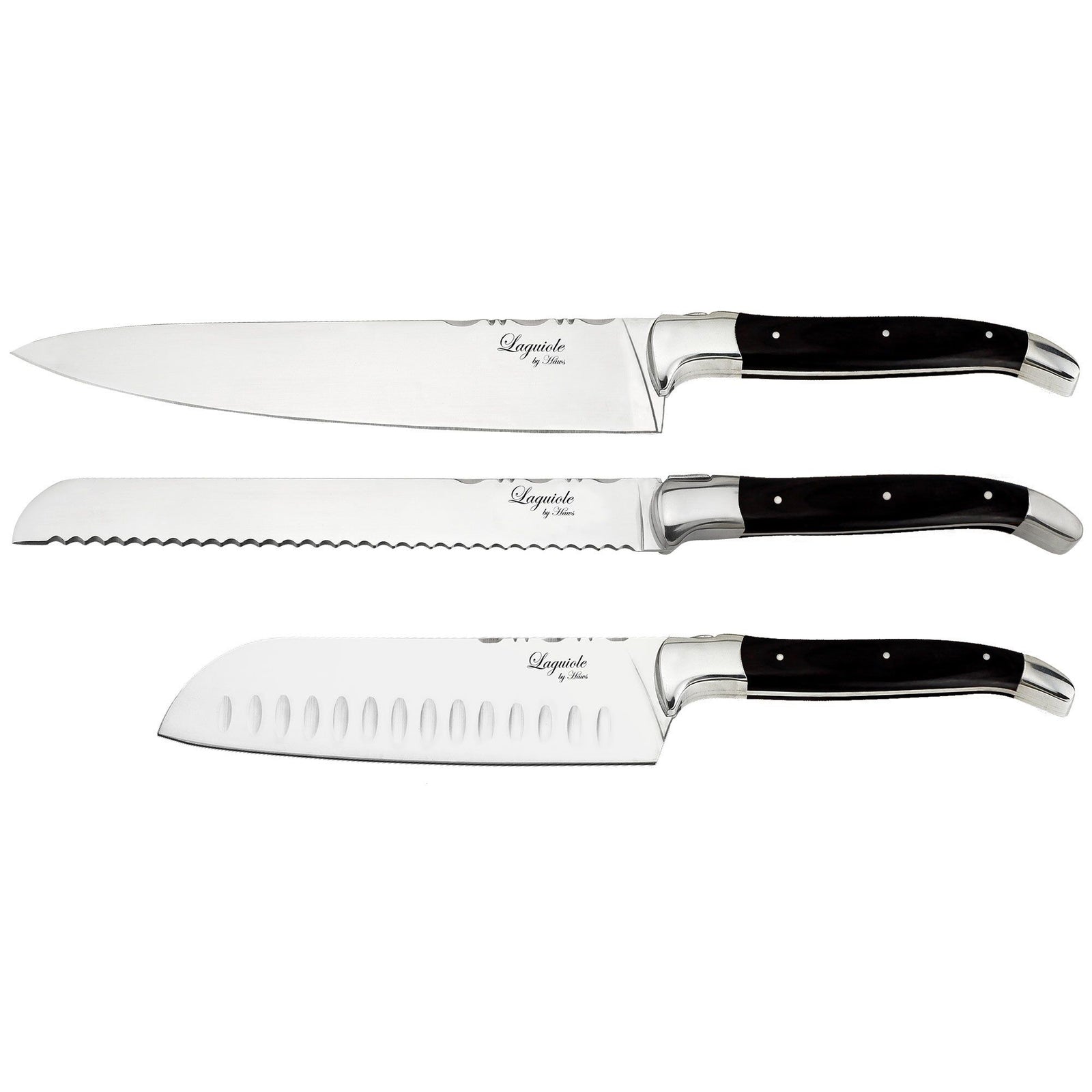 Laguiole by haws Laguiole by haws Knivsæt 3 dele, Black Wood – frontbillede (Knivsæt)