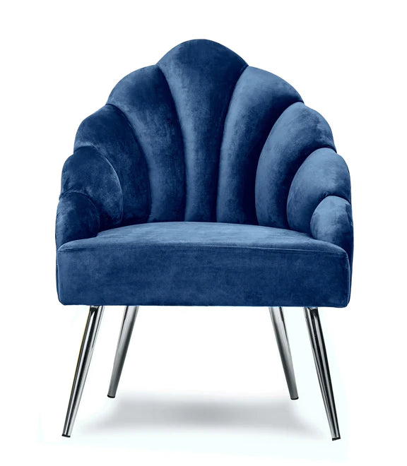 NORDLYS Bolge lænestol blå fløjl og metal