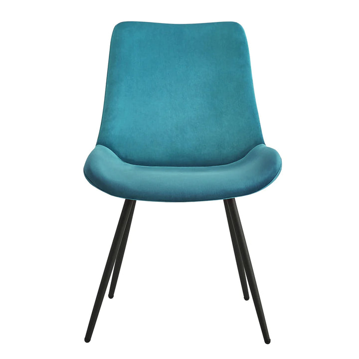 NORDLYS Koge spisebordsstol andeblå velour og sort metal