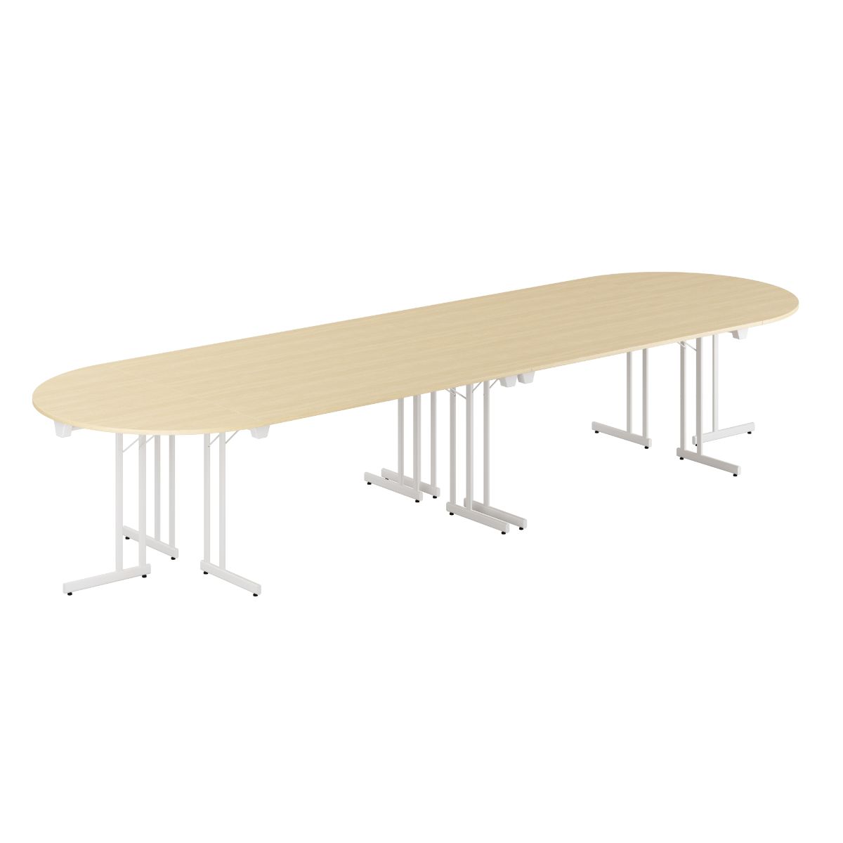 Produktbillede af Konferencebord 400x120cm Sammenklappeligt bord Birk-hvid på tilbud