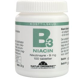 Produktbillede af Natur-Drogeriet B3 Niacin Nikotinsyre 9 mg 100 tab. på tilbud
