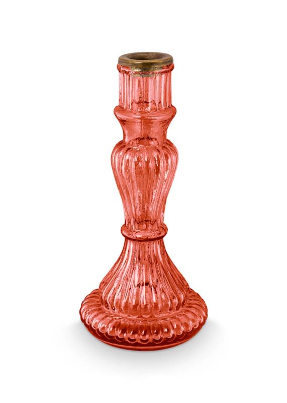 Produktbillede af Set/2 Candle Holders Glass Pink på tilbud i høj kvalitet