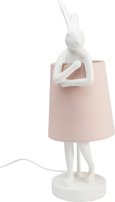 KARE DESIGN Animal Rabbit bordlampe rosa linnedhør og hvid polyresin/stål H:50cm