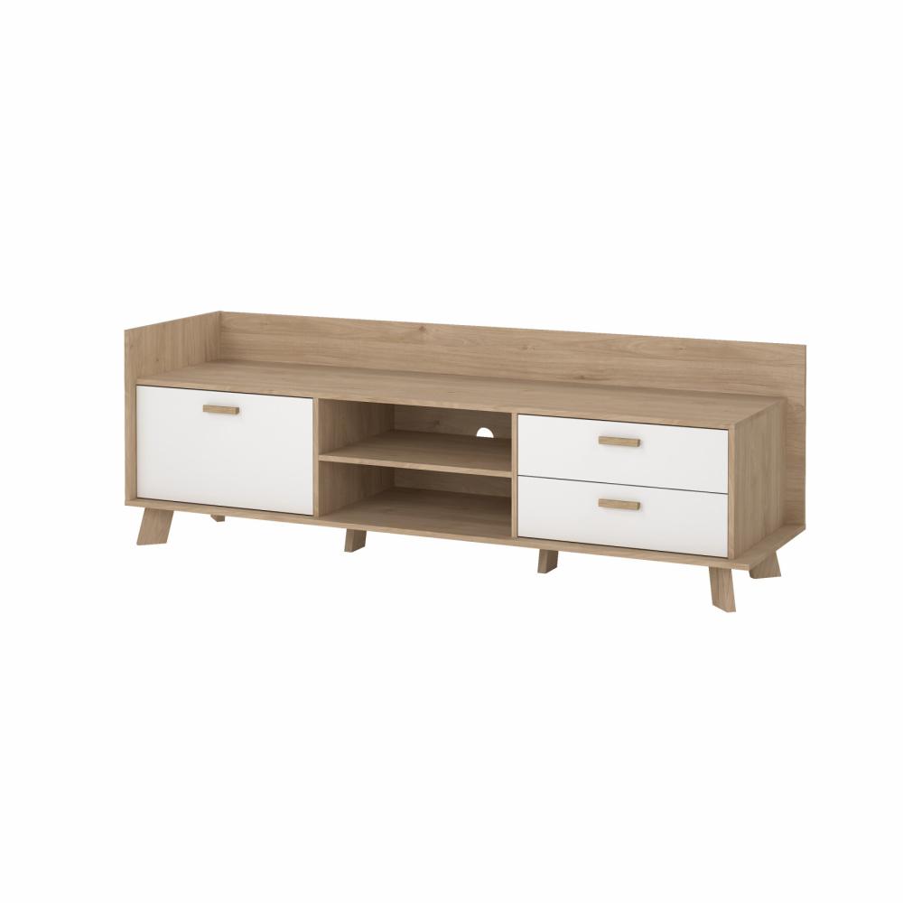 TVILUM Ikast TV-møbel med 1 låge + 2 skuffer Jackson Hickory/Hvid 181,9 x 51,2 x 61,6 cm