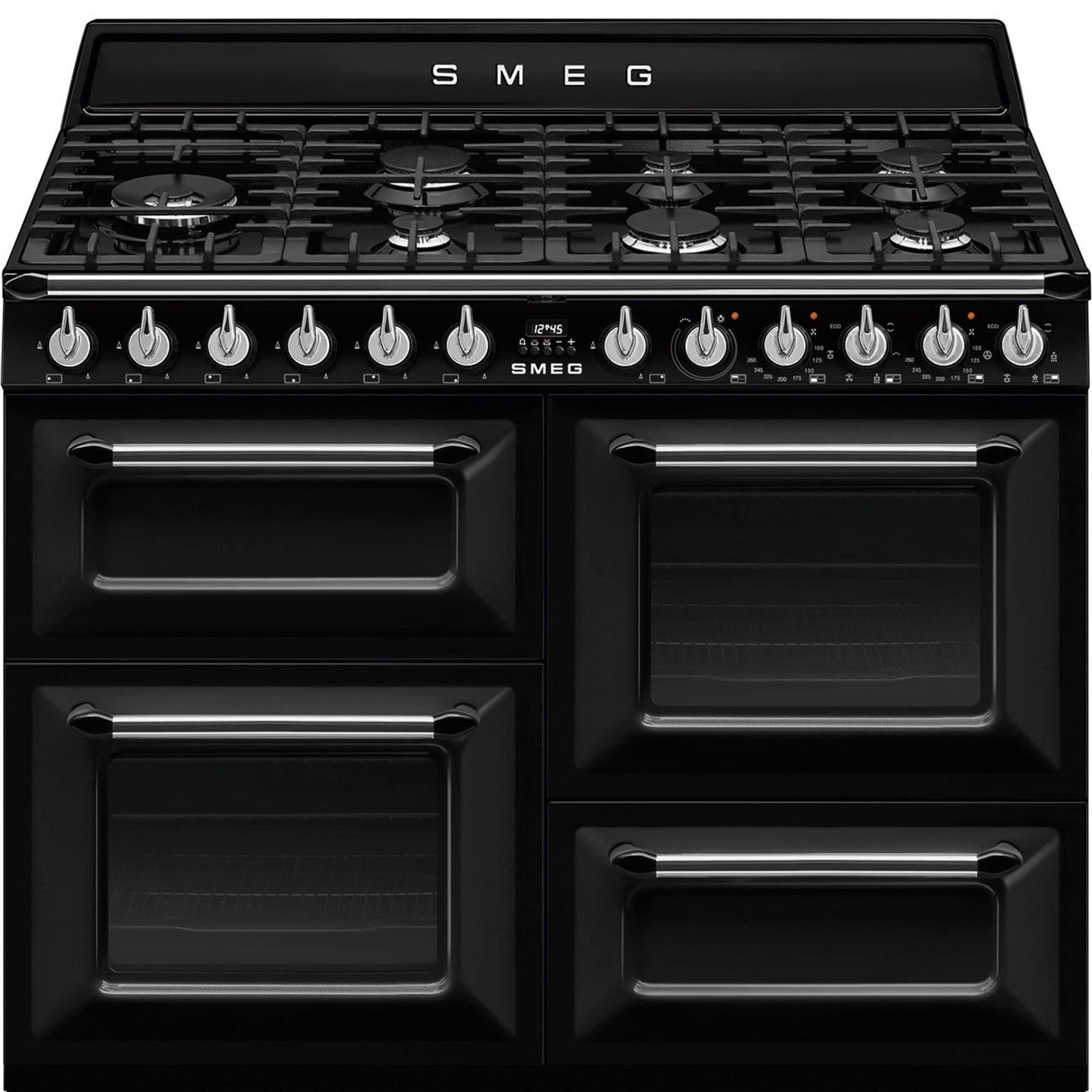 Smeg Smeg TR4110BL1 Victoria gaskomfur 110 cm, sort – frontbillede (Gaskogeplade)
