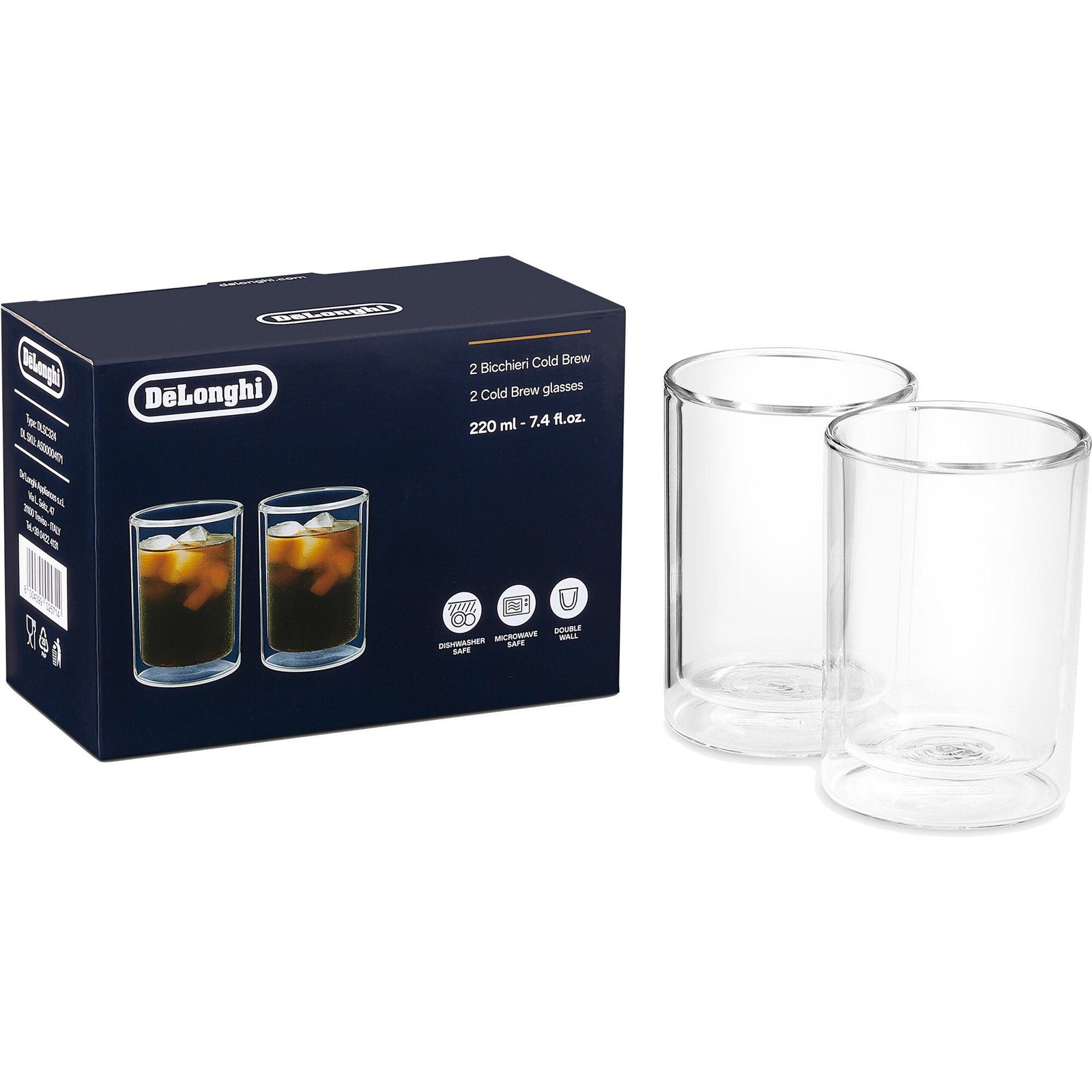 Delonghi Delonghi Dobbeltvæggede Termoglas 220 ml, 2-pak – produktvisning (Glas)