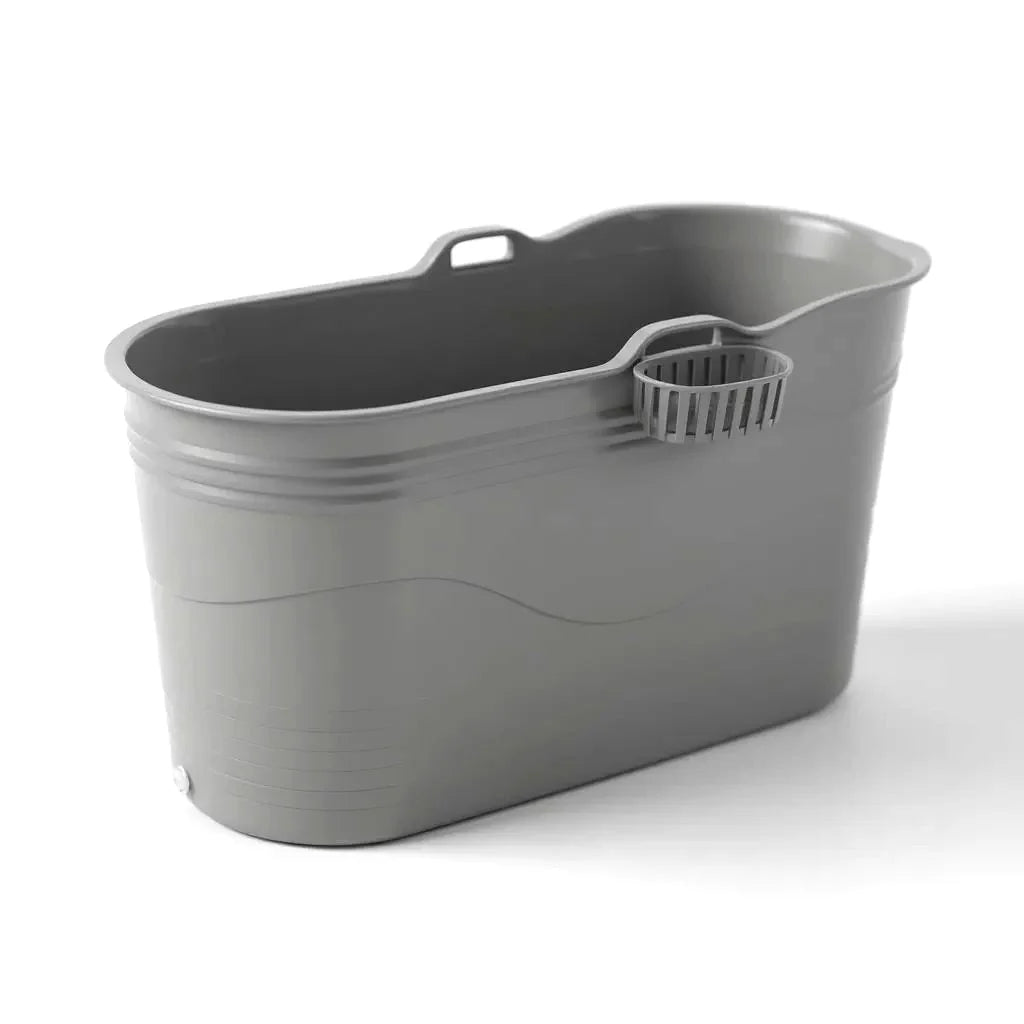 Isbad balje - XL - 123cm - grå - Ekstra kraftig plast og forbedret siddekomfort - Tubfamily®