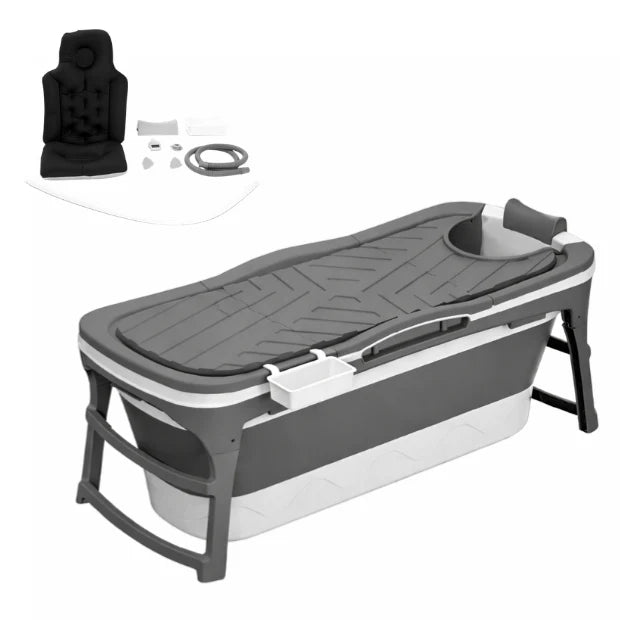 Tubfamily - Foldebadekar til voksne - Med låg - 143cm/Grå -. Ekstra 300 cm luksusslange, sort badepude samt ekstra prop inkl. Værdi kr. 698,-.