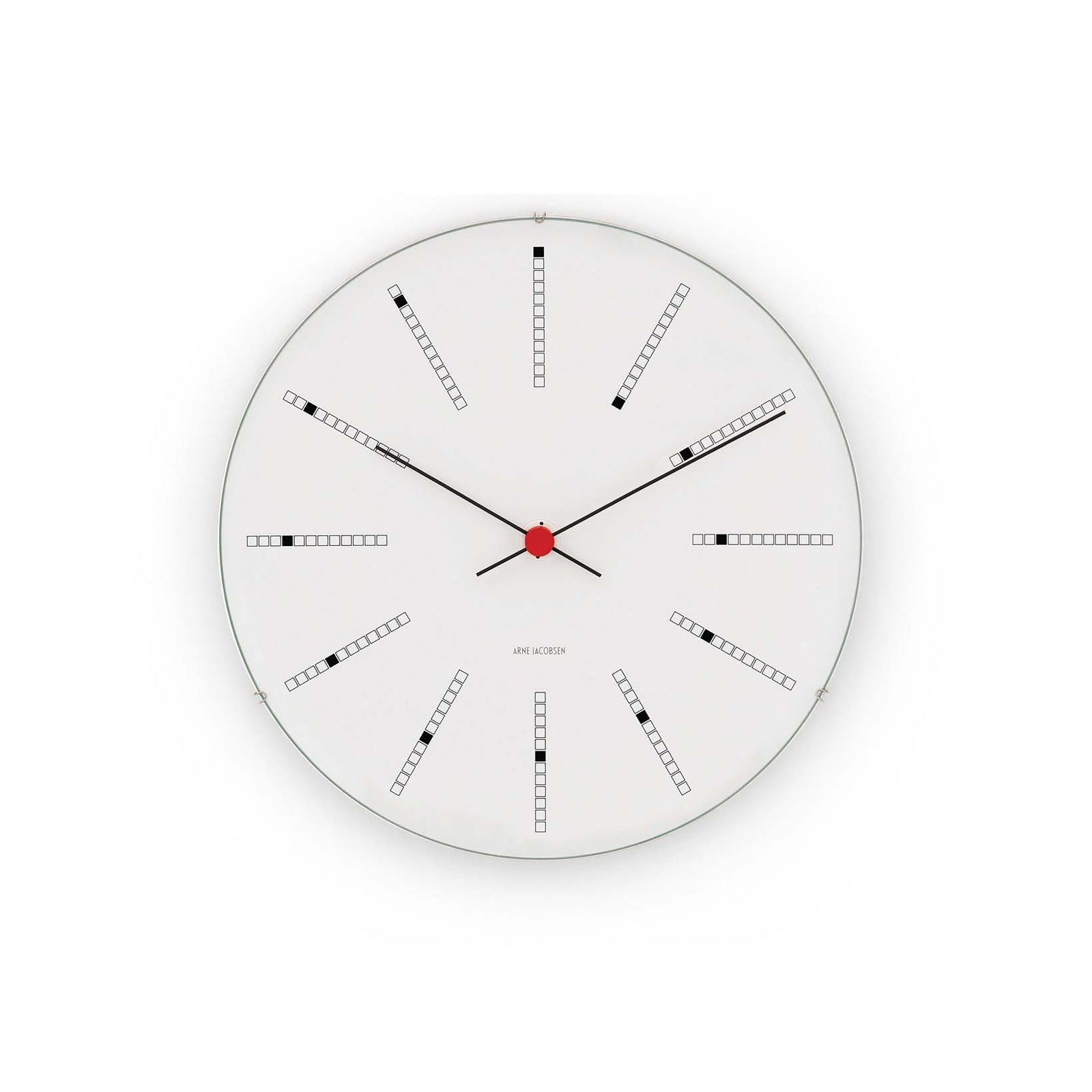 Produktbillede af Arne Jacobsen Bankers Vægur Ø12 cm hvid/sort/rød i premium kvalitet
