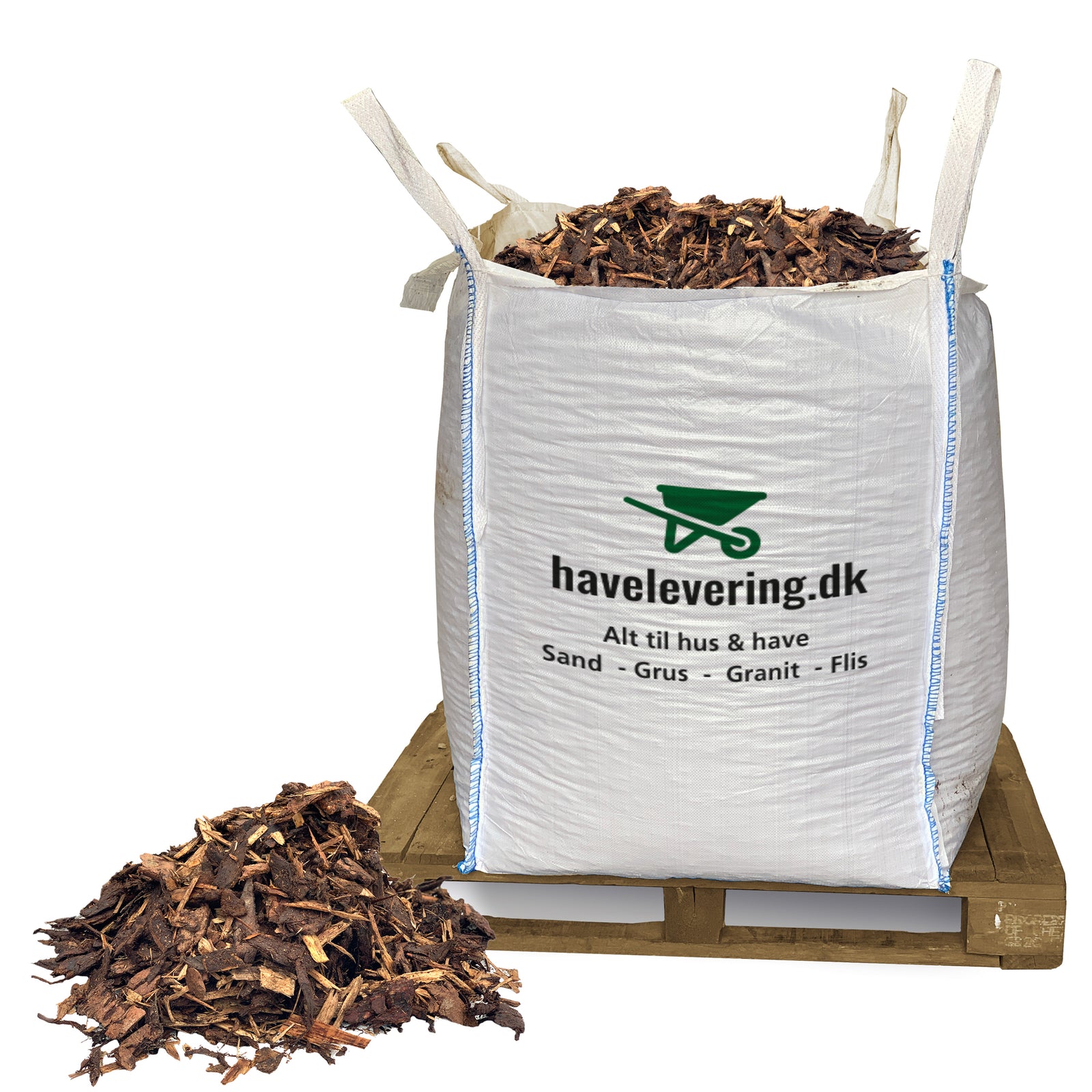 Produktbillede af Barkflis/dækbark (Grov) Frit leveret i hele DK på tilbud i høj kvalitet