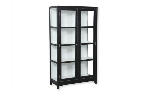 Produktbillede af Barsø Vitrineskab 160x90x40 cm Sort/Hvid på tilbud i høj kvalitet