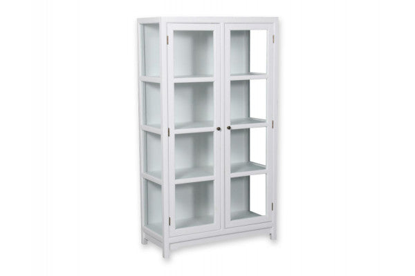 Produktbillede af Barsø Vitrineskab 160x90x40 cm Hvid på tilbud i høj kvalitet