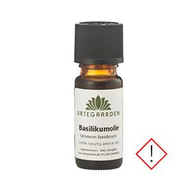 Detaljeret produktbillede af Urtegaarden Basilikumolie Æterisk 10 ml X på tilbud