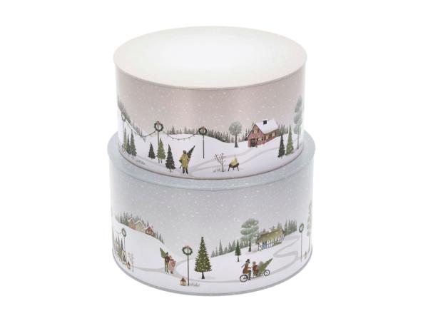 Produktbillede af Bastian Vinter Kagedåse 22x12/20x10 cm 2 stk. Arctic Ice/Woodrose i premium kvalitet