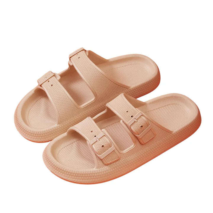 Slippers / Tøfler m/Spænde Bløde & Skridsikre i flere flotte farver (kendt som Happy Flops) Beige / 38/39