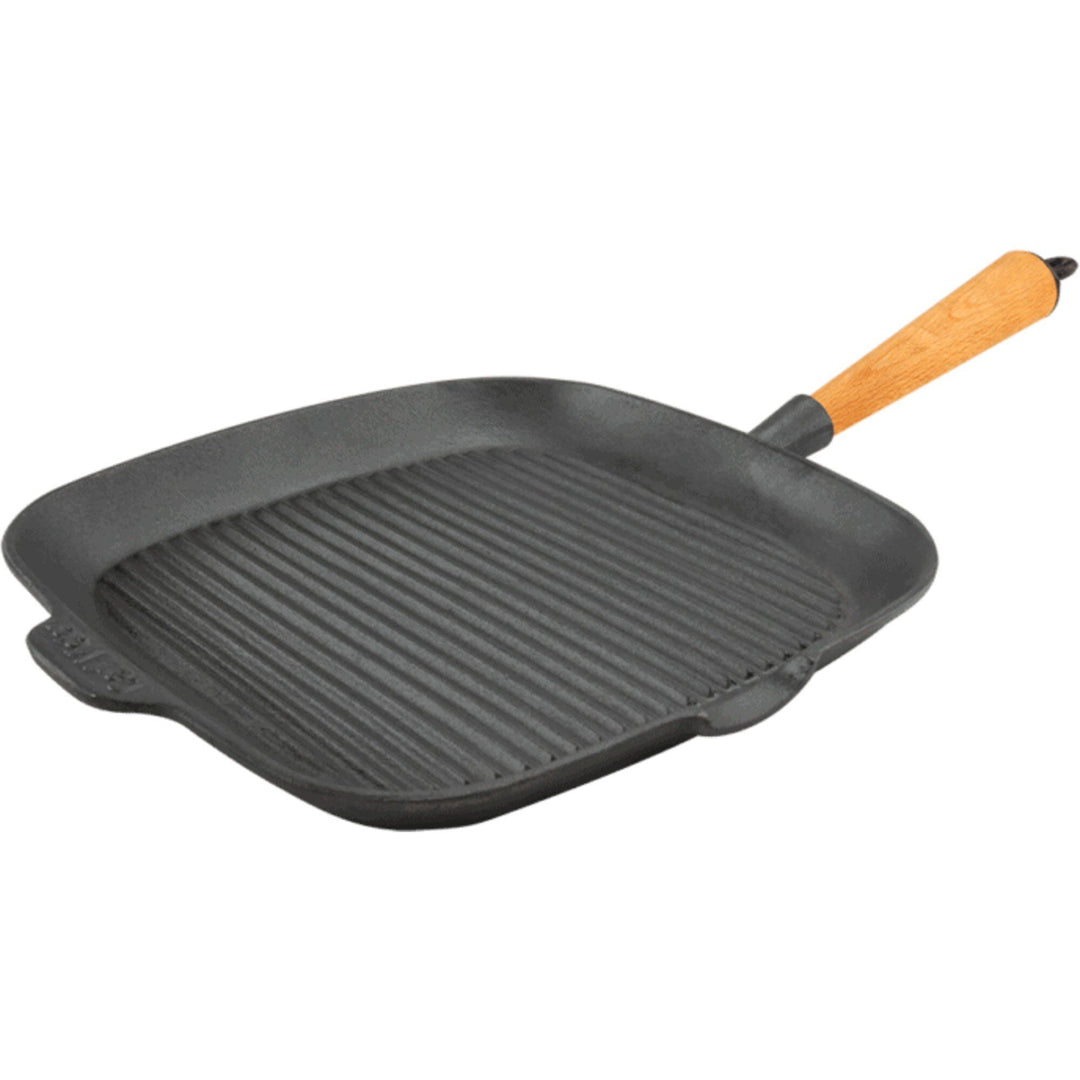 Carl victor Carl victor Grillpande i støbejern 28x28 cm, håndtag af bøg – frontbillede (Grillpande)