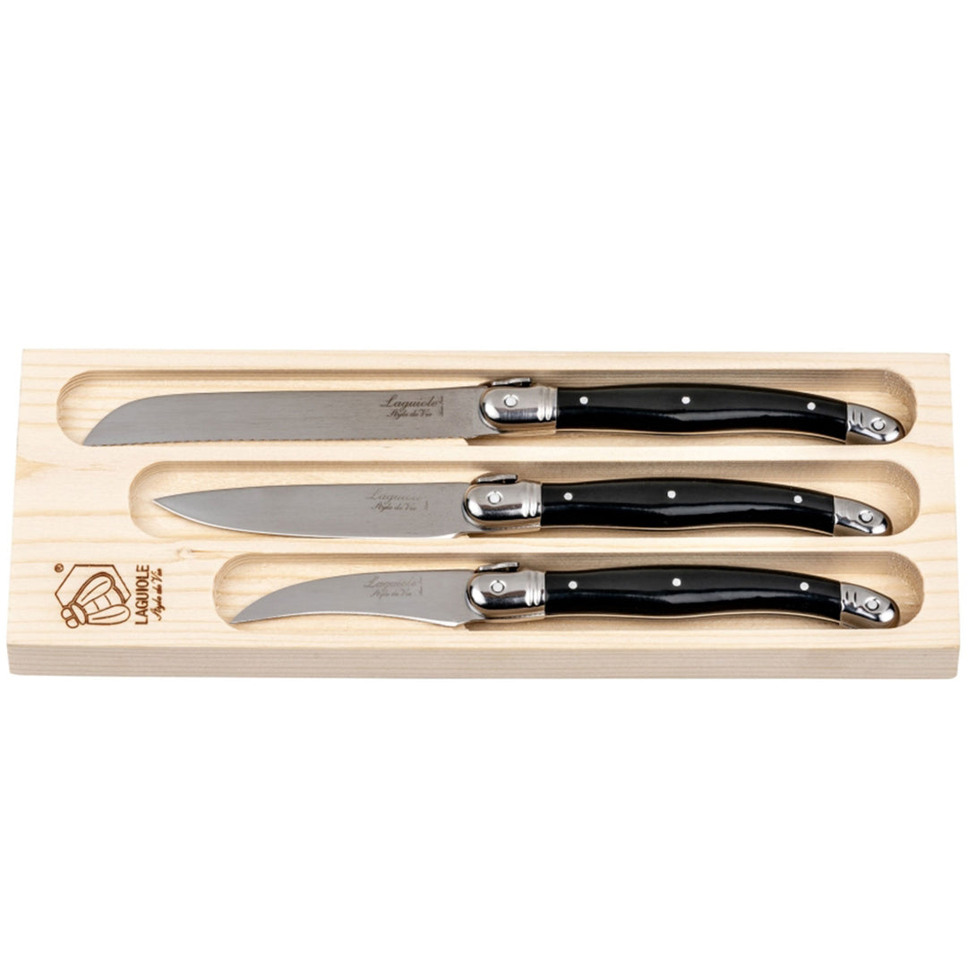 Laguiole Laguiole Style de Vie køkkenknive 3 stk., sort – produktbillede (Køkkenknive)