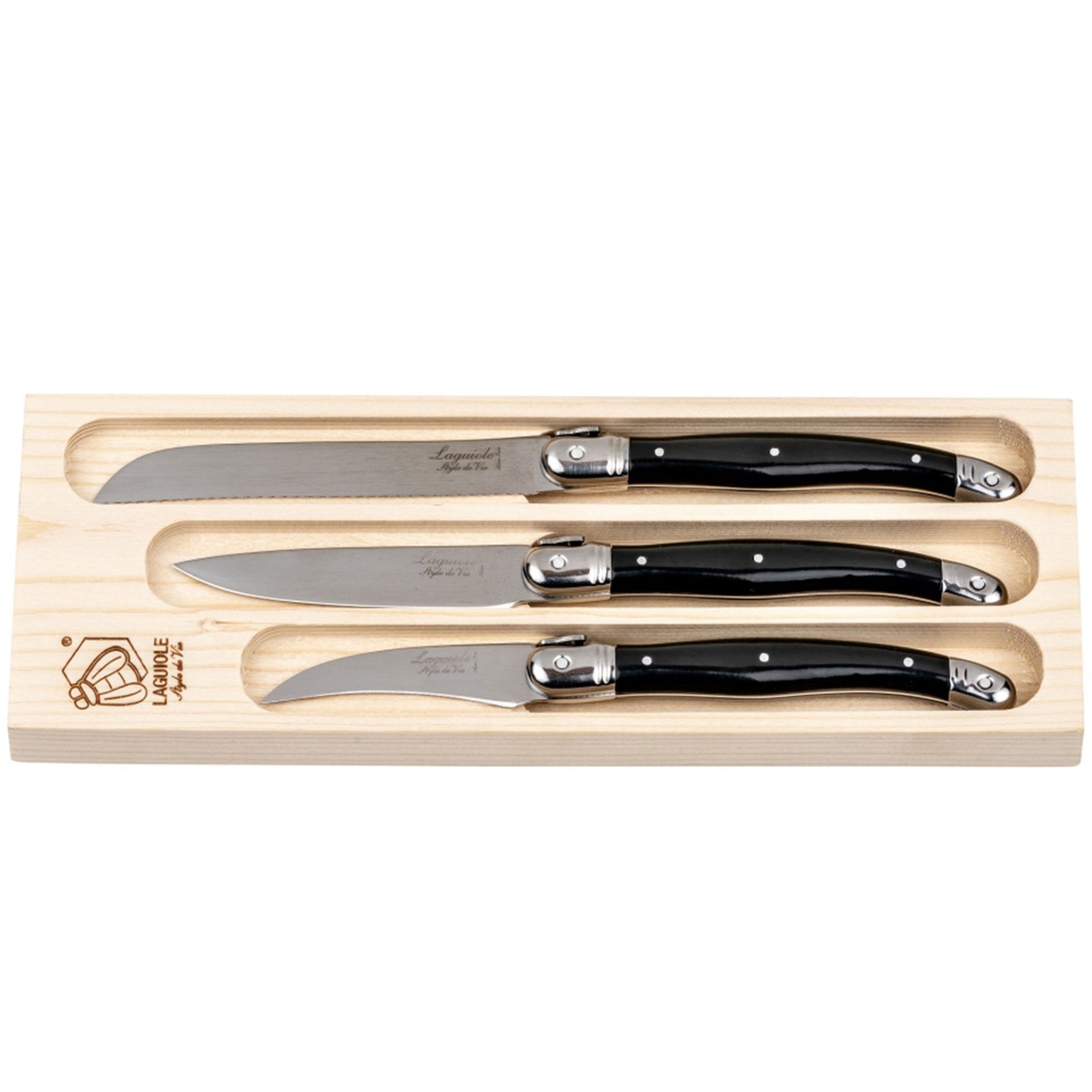 Laguiole Laguiole Style de Vie køkkenknive 3 stk., sort – produktbillede (Køkkenknive)