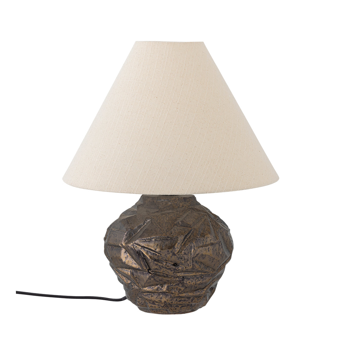 BLOOMINGVILLE Carolla bordlampe beige stof og brun stentøj