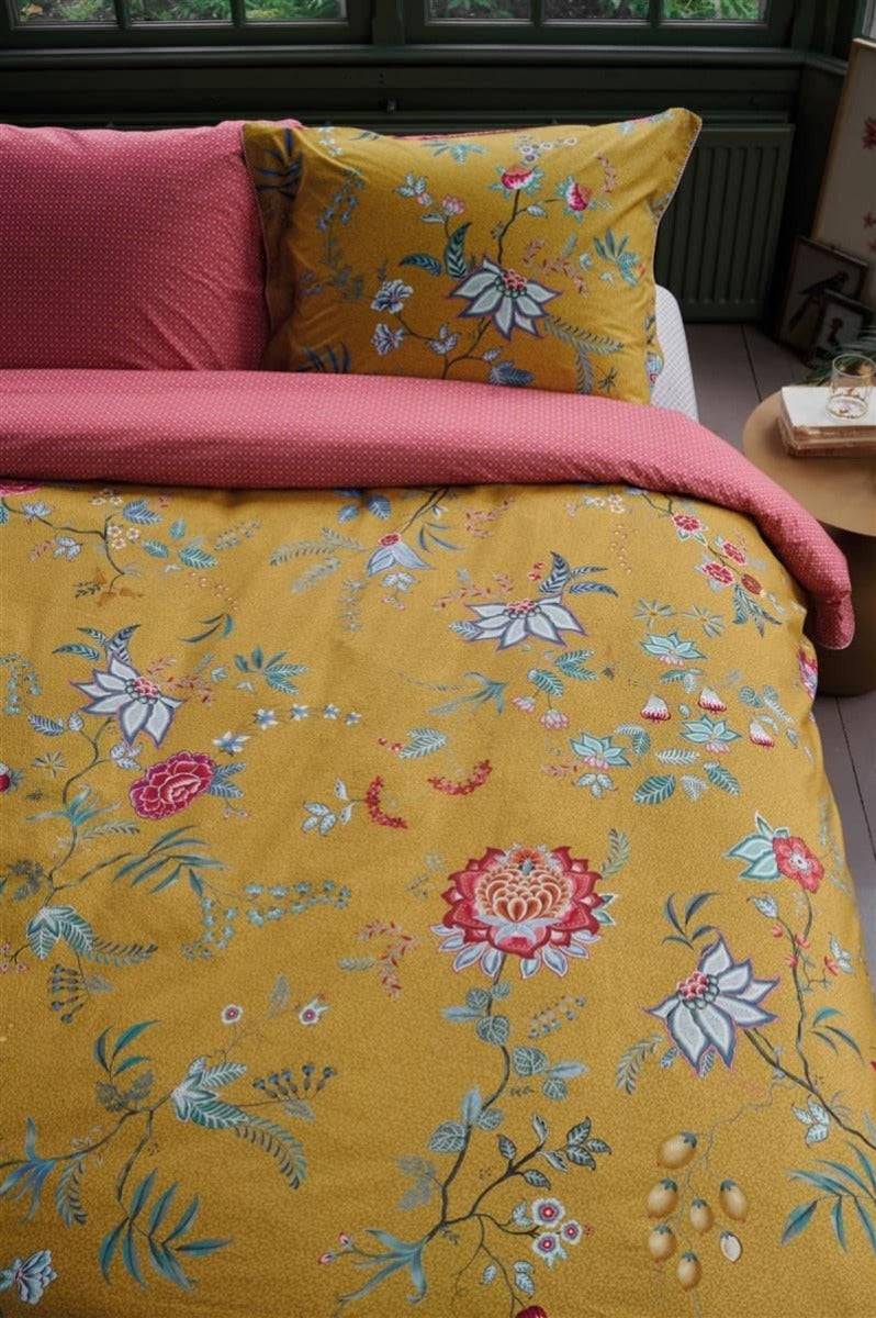 Produktbillede af Pip Studio Flower festival Yellow 140 x 200 cm & 1 stk. pude 60 x 63 cm på tilbud i høj kvalitet