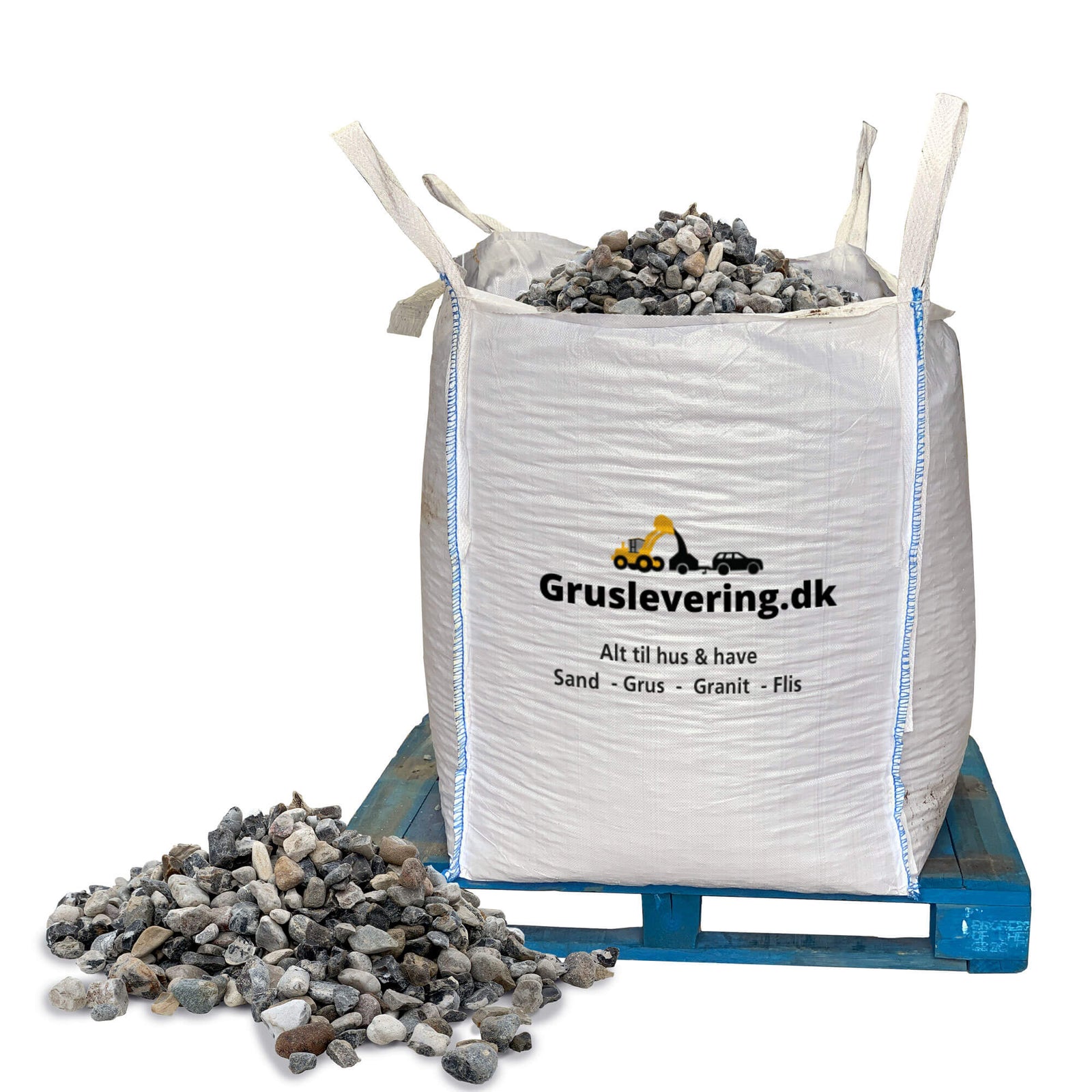 Produktbillede af Pyntesten Singles Hvid 16/32 mm bigbag. Frit leveret i hele Danmark. på tilbud i høj kvalitet