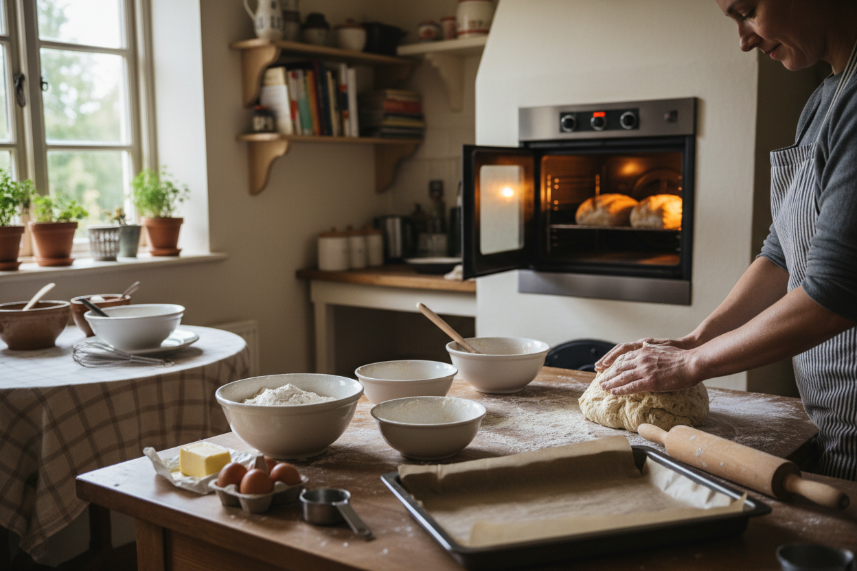 billede af selve bagning i eget køkken