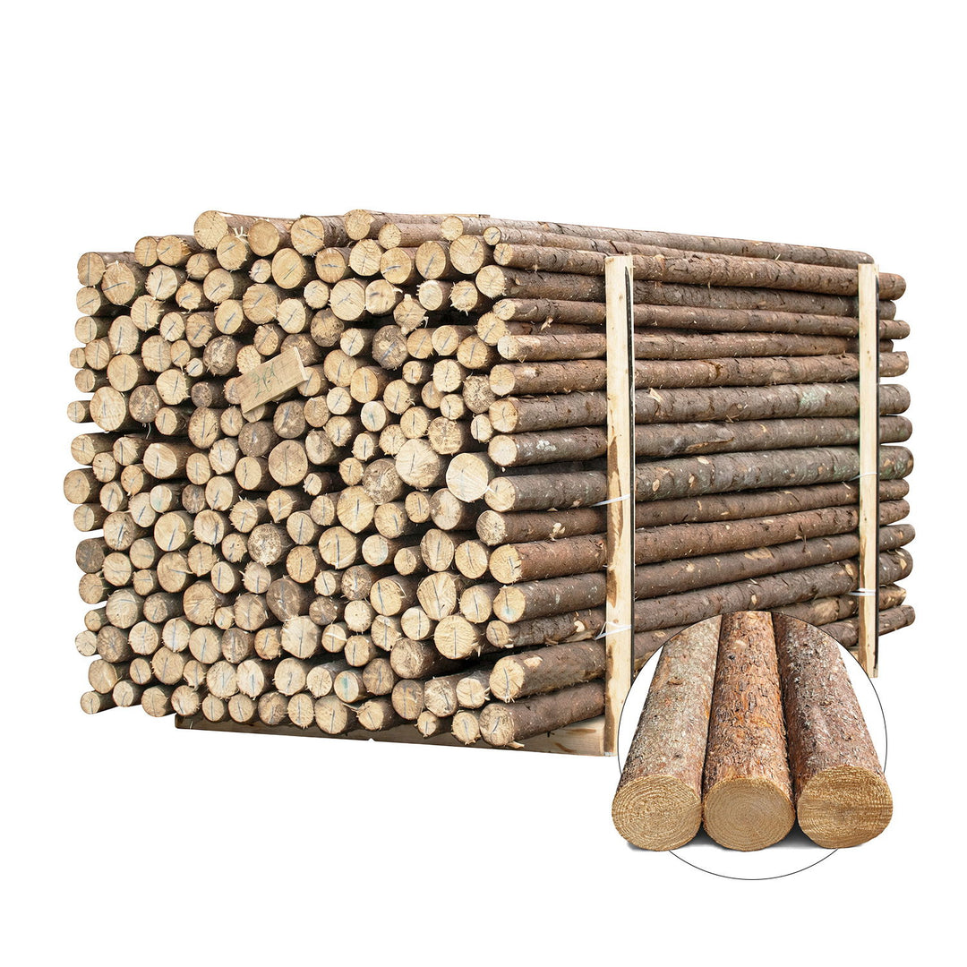 Produktbillede af Granrafter med bark længde 220 cm. ca. Ø4-7 cm. på tilbud i høj kvalitet