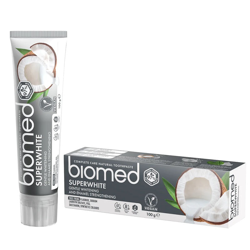Detaljeret produktbillede af Biomed Superwhite Tandpasta 100 ml. 4 for 126,- på tilbud