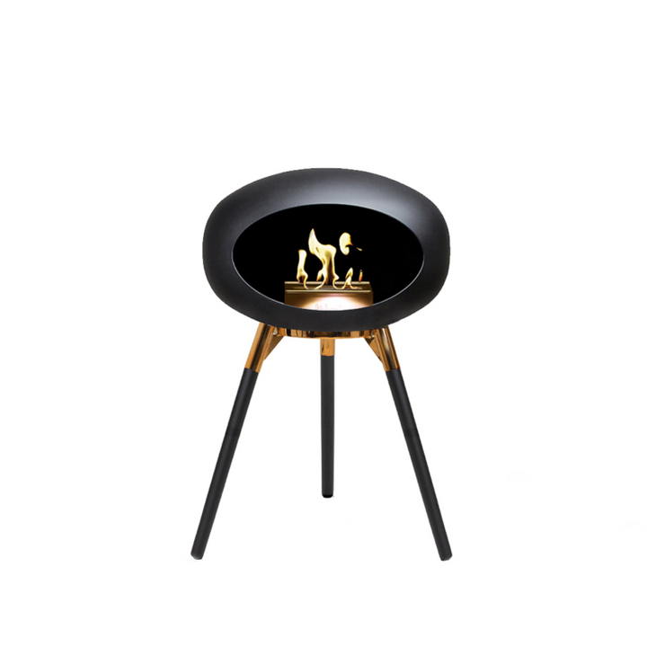 Sort biopejs med Rose Gold skål Ground Low 45cm ben i sort