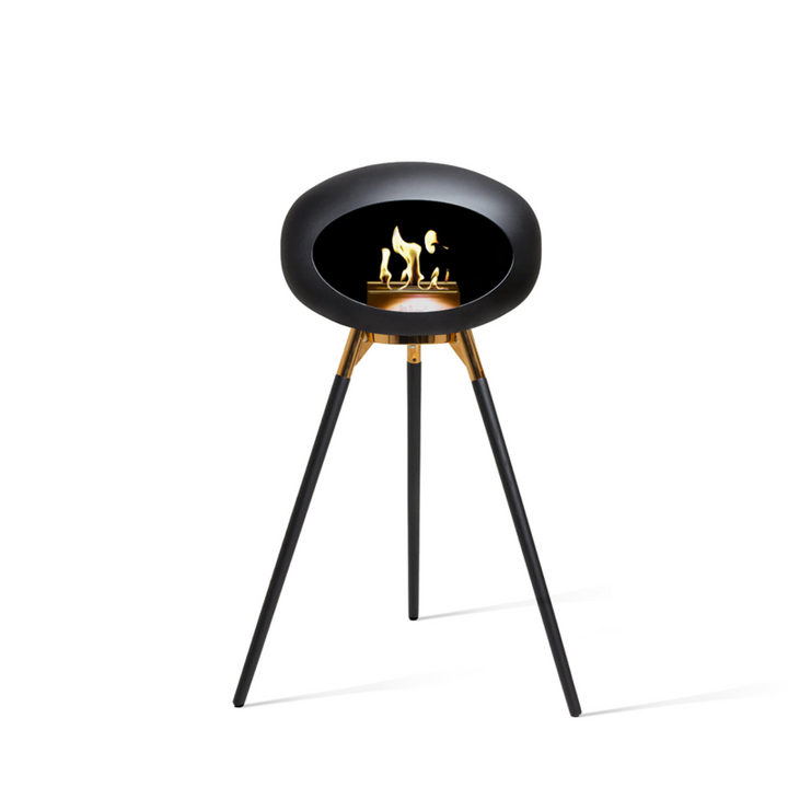 Sort biopejs med Rose Gold skål Ground Wood 79cm ben i sort