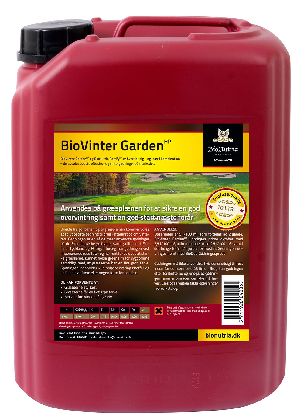 Produktbillede af BioNutria BioVinter Garden Plænegødning 10 liter på tilbud i høj kvalitet