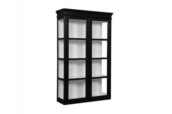 Produktbillede af Birkholm Væghængt Vitrineskab 170x100x38 cm Sort/Hvid på tilbud i høj kvalitet
