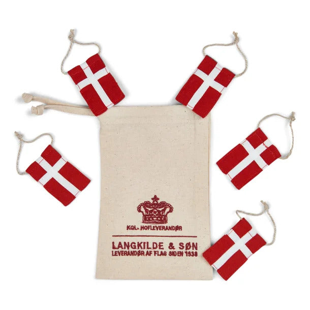 Produktbillede af Langkilde & Søn Pynteflag 5 stk. DK flag i premium kvalitet