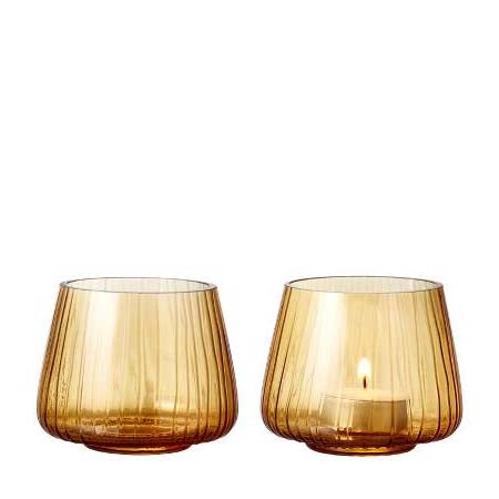 Produktbillede af Christian Bitz BITZ Kusintha Fyrfadsstage 7,5 cm 2 stk. Amber i premium kvalitet