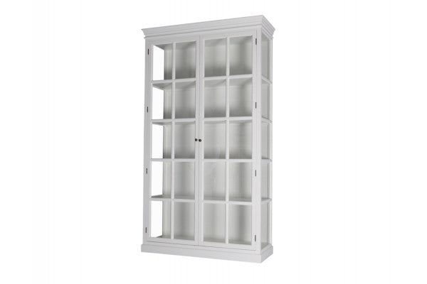 Produktbillede af Bjørnø Vitrineskab 225x127x47 cm Hvid på tilbud i høj kvalitet