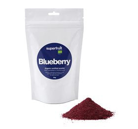 Detaljeret produktbillede af Blåbær pulver Ø Superfruit 90g. på tilbud