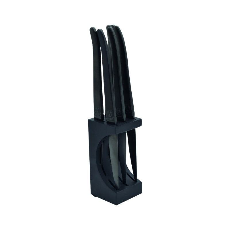 Produktbillede af Laguiole Heritage Black Metal Steakknive Sæt med Block 6 stk. i premium kvalitet