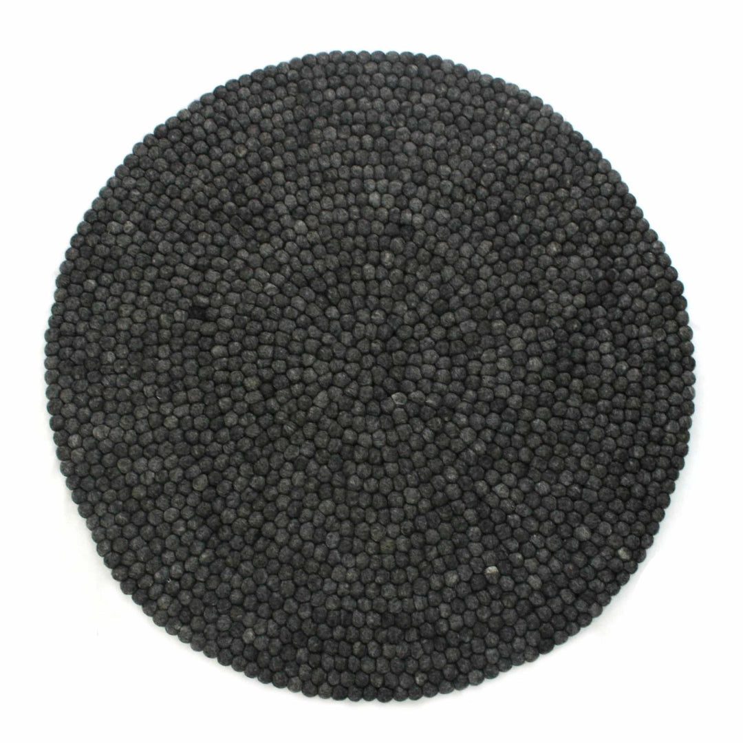 Kugletæppe i 100% ren Nepal uld (Fås i flere forskellige farver og størrelser) 90 cm / Mørkgrå