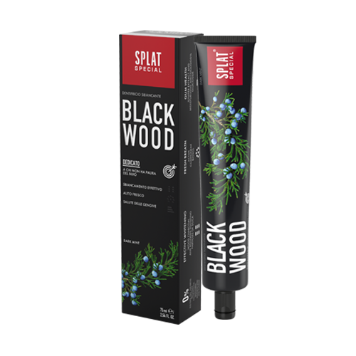 Detaljeret produktbillede af SPLAT Tandpasta Blackwood 75 ml. 2 for 140,- på tilbud