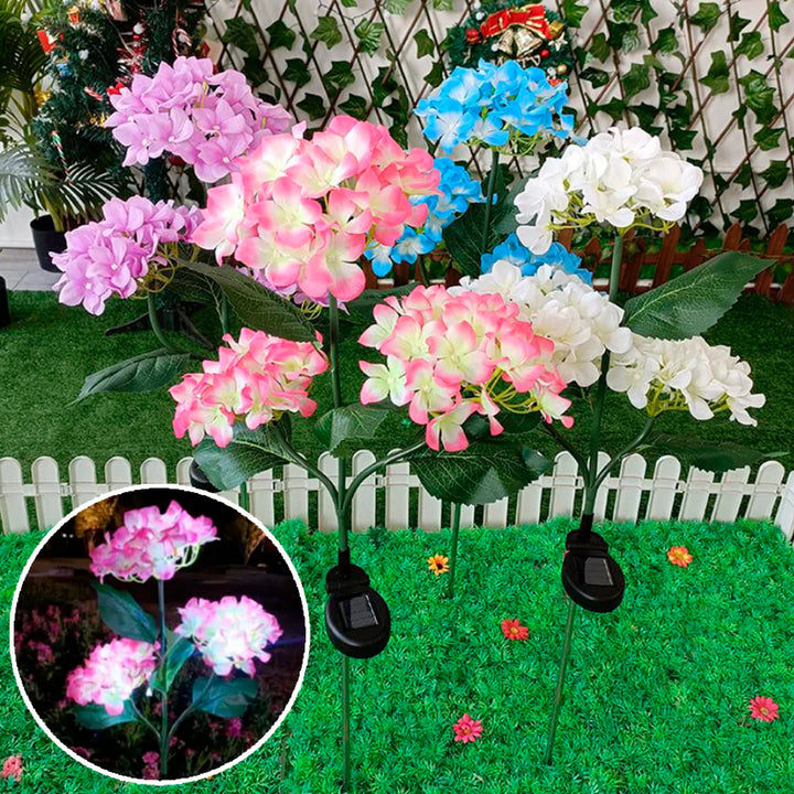 Solcelle-hortensia havelamper Lilla