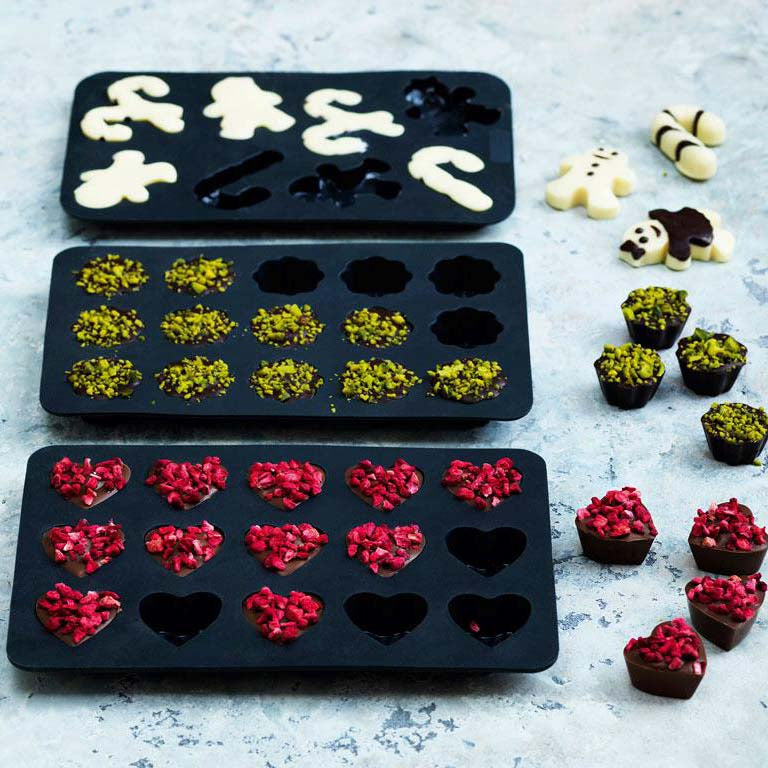 Produktbillede af Blomsterberg s Chokoladeform 3 dele Grå i premium kvalitet
