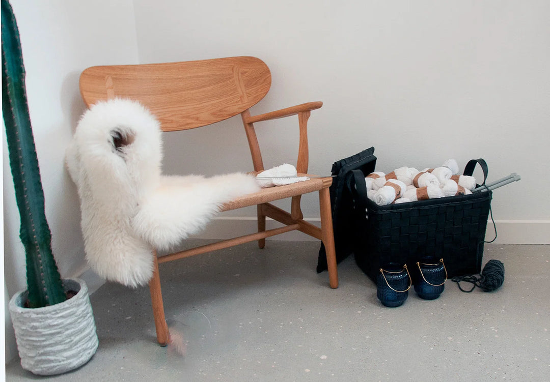 Firkantet fletkurv m/ hank + låg Large