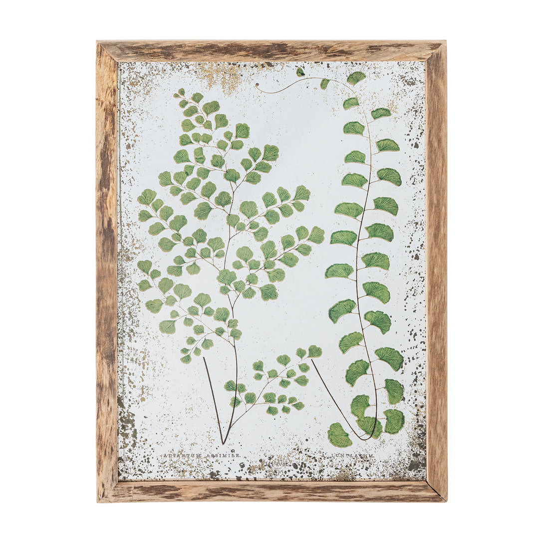 CREATIVE COLLECTION Tipper Illustration m. grønne blade m. ramme natur fyrretræ 46x34,5