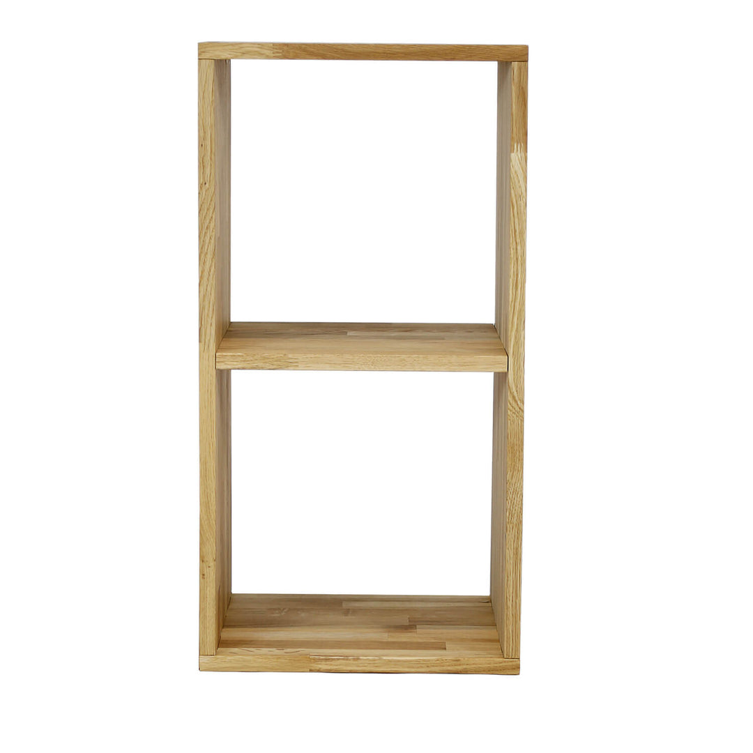 NOCNOI Puzzle rektangulær reol m. 2 rum massiv olieret eg til væg/gulv 70x36
